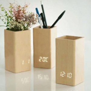 Wooden Pen Folder - USB Electronic Clock