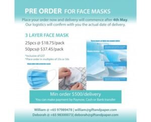 3 Layer Face Mask - 25pcs/pack
