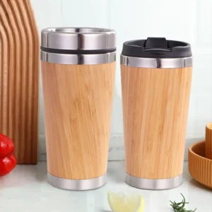 Vacuum Flask Stainless Steel Bamboo Shell 